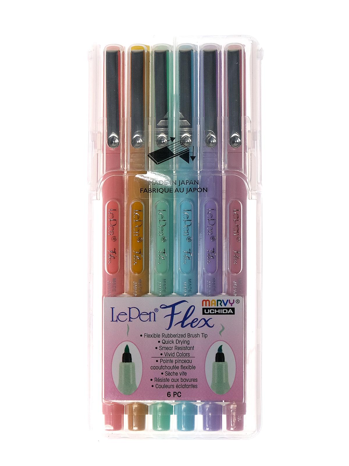 Le Pen Flex Pens brush point pastel set of 6