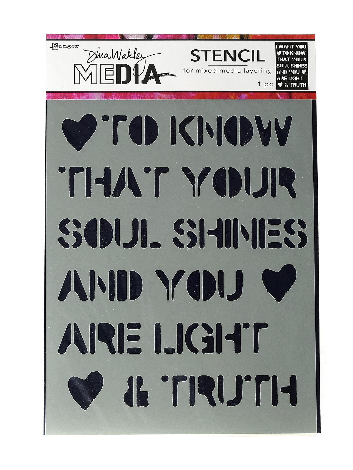 Dina Wakley Media Stencils 6 in. x 9 in. soul shines
