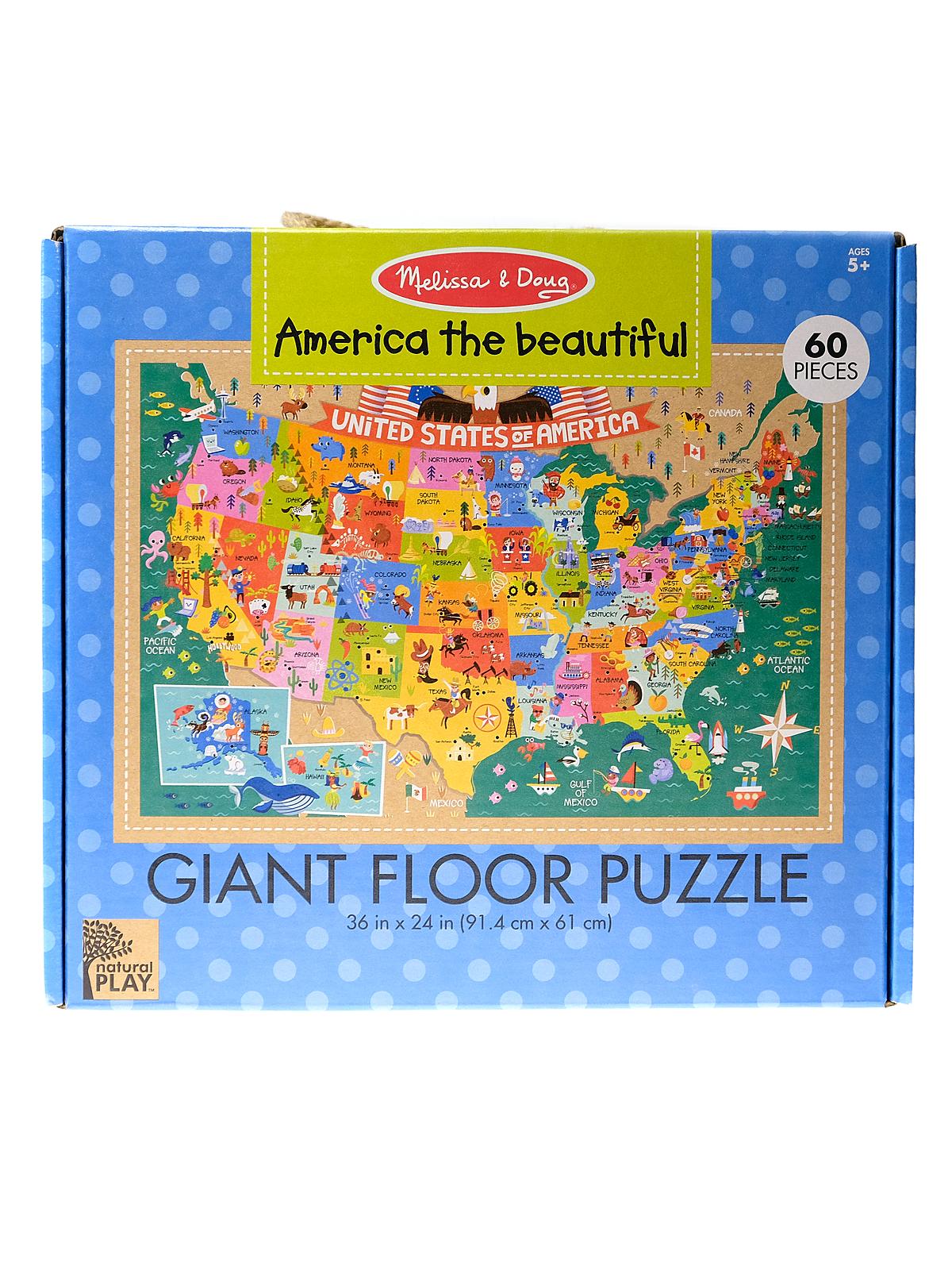 Natural Play Floor Puzzles America The Beautiful 36 In. X 24 In. 60 Pieces