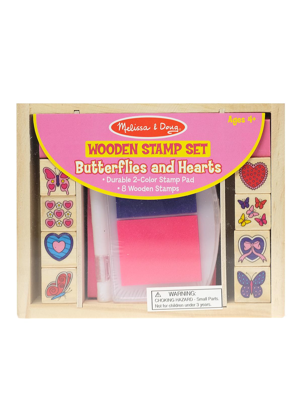 Wooden Stamp Sets Butterflies And Hearts