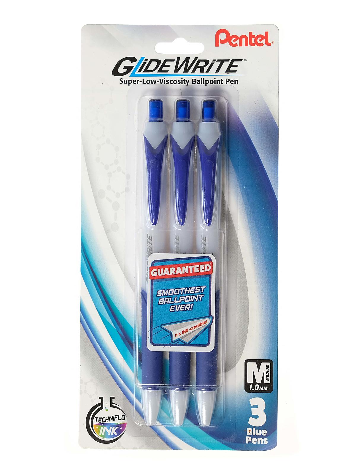 GlideWrite Ballpoint Pen blue 1.0 mm pack of 3