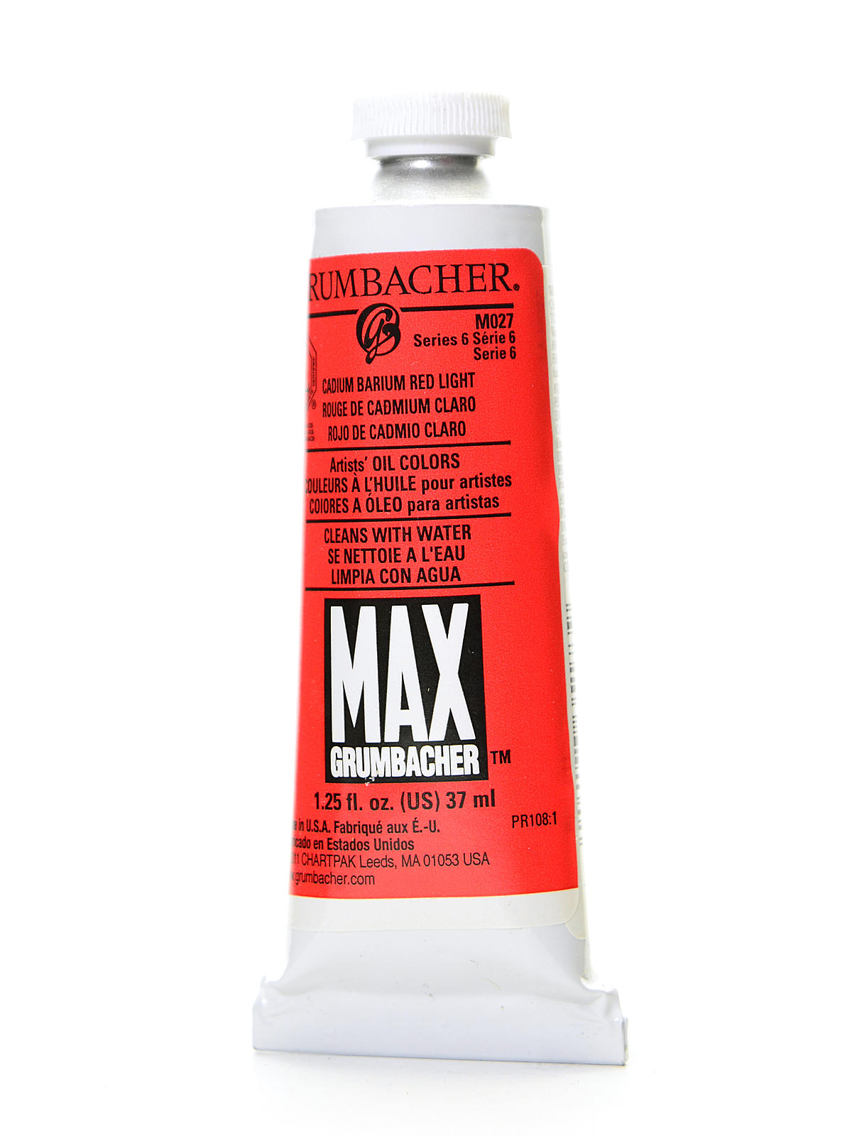 Max Water Miscible Oil Colors cadmium-barium red light 1.25 oz.