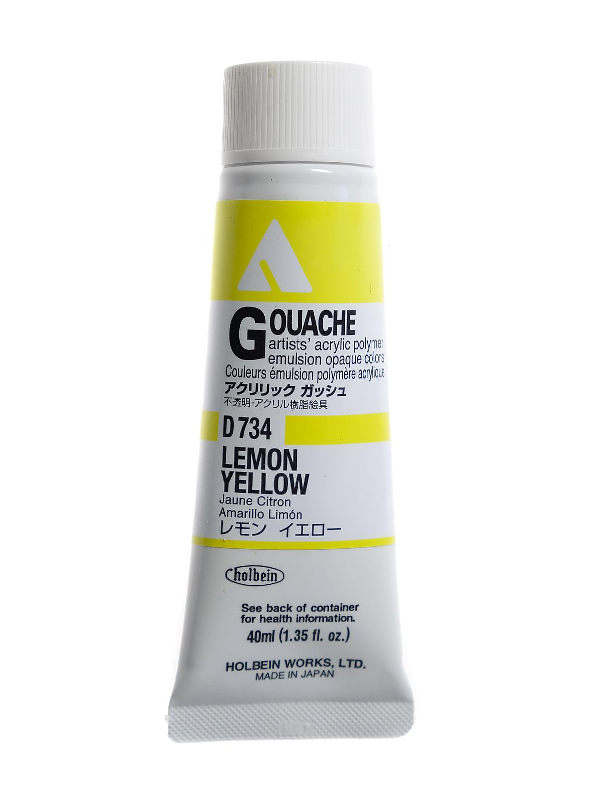 Acrylic Gouache 40 ml lemon yellow
