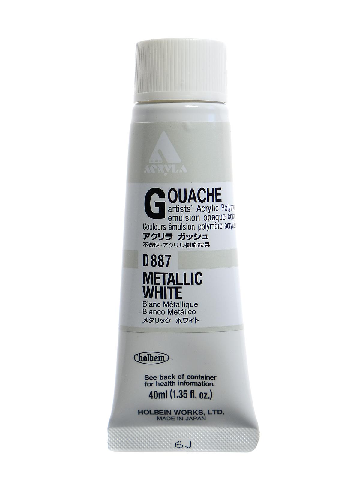 Acrylic Gouache 40 ml metallic white