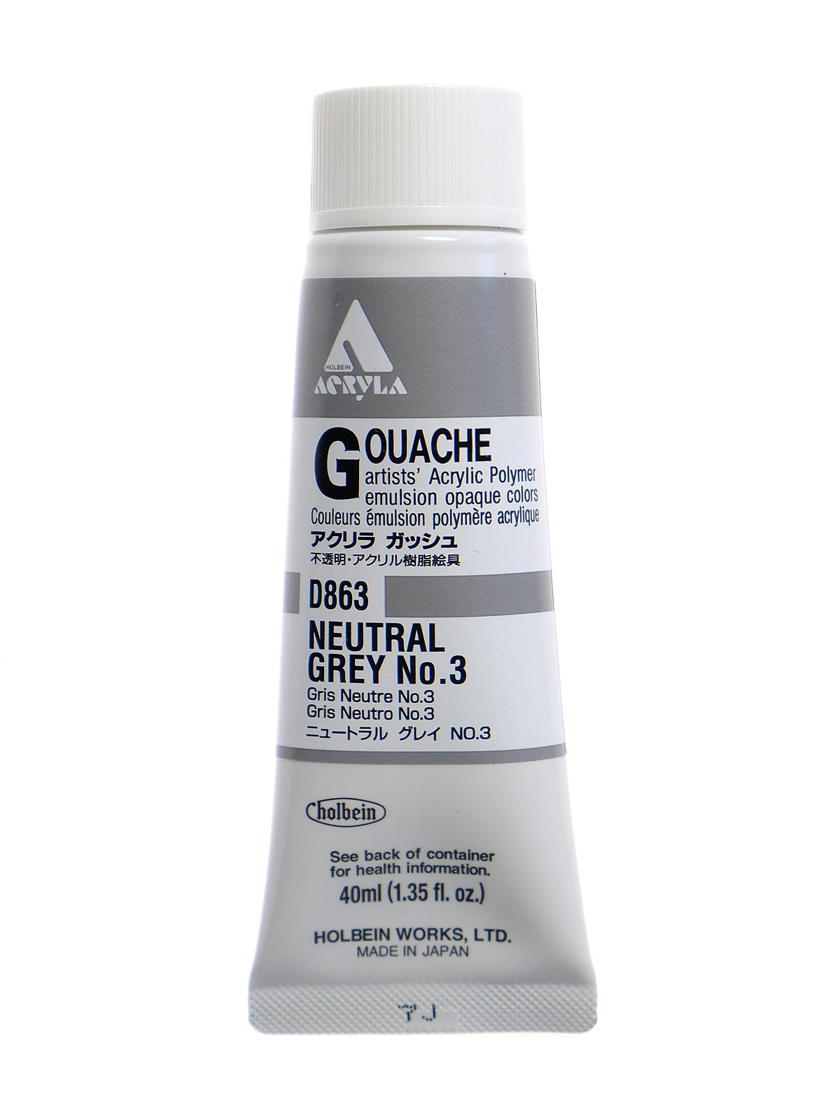 Acrylic Gouache 40 ml neutral grey #3