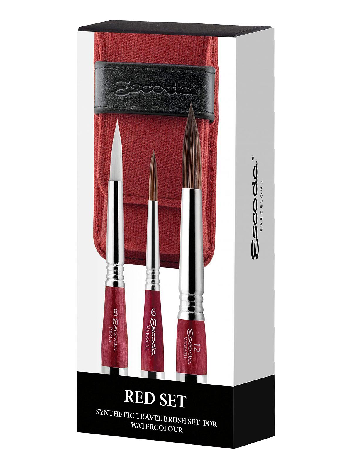 Synthetic Watercolor Travel Brush Sets 1270 Red Series