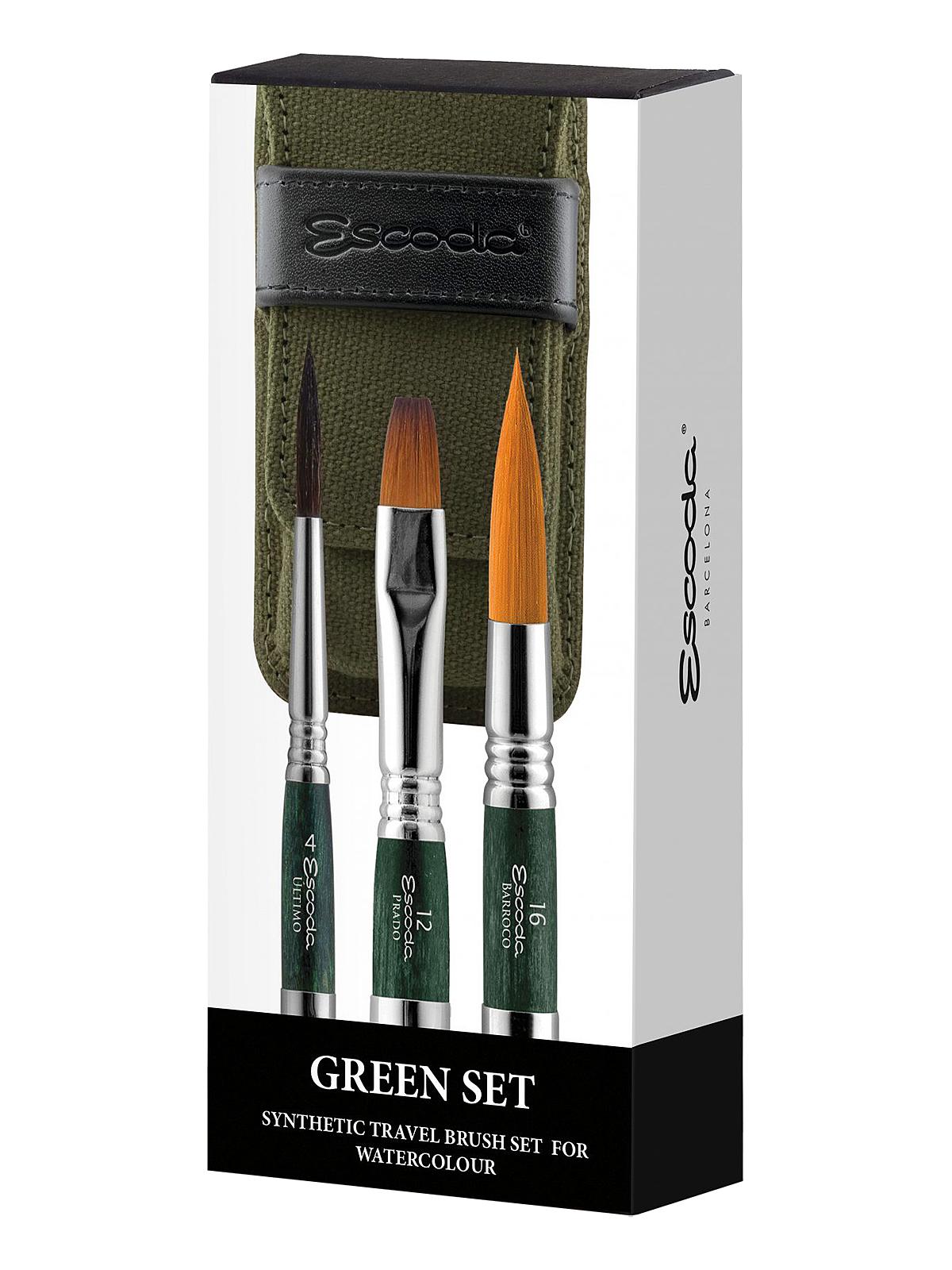 Synthetic Watercolor Travel Brush Sets 1273 Green Series