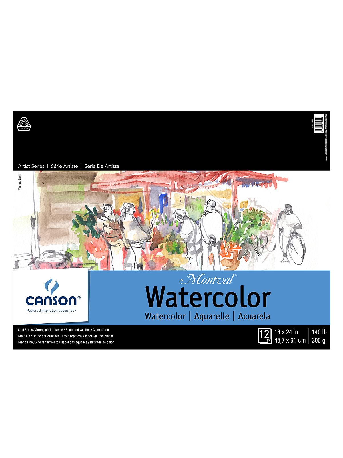 Montval Watercolor Paper 18 in. x 24 in. pad of 12 140 lb. cold press