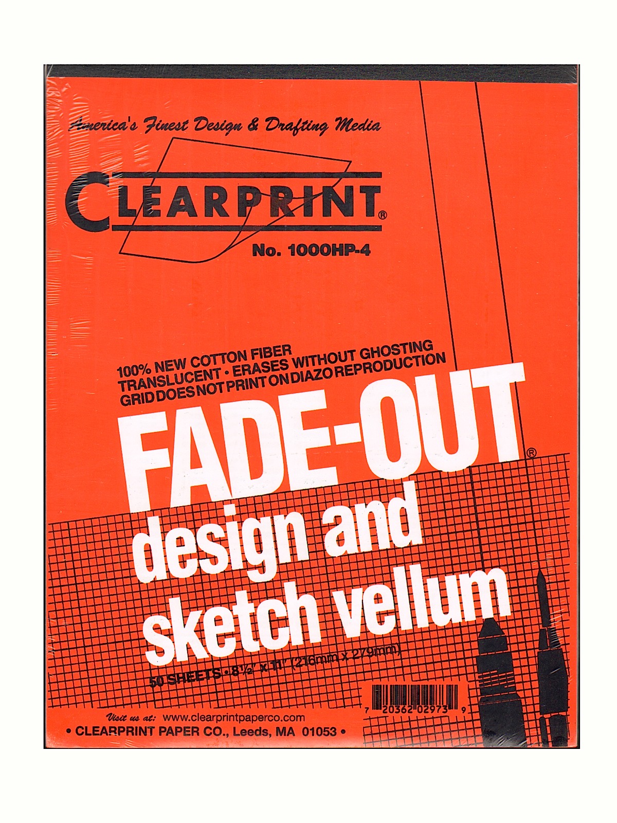 Fade-Out Design And Sketch Vellum - Grid Pad 4 X 4 8 1 2 In. X 11 In. Pad Of 50