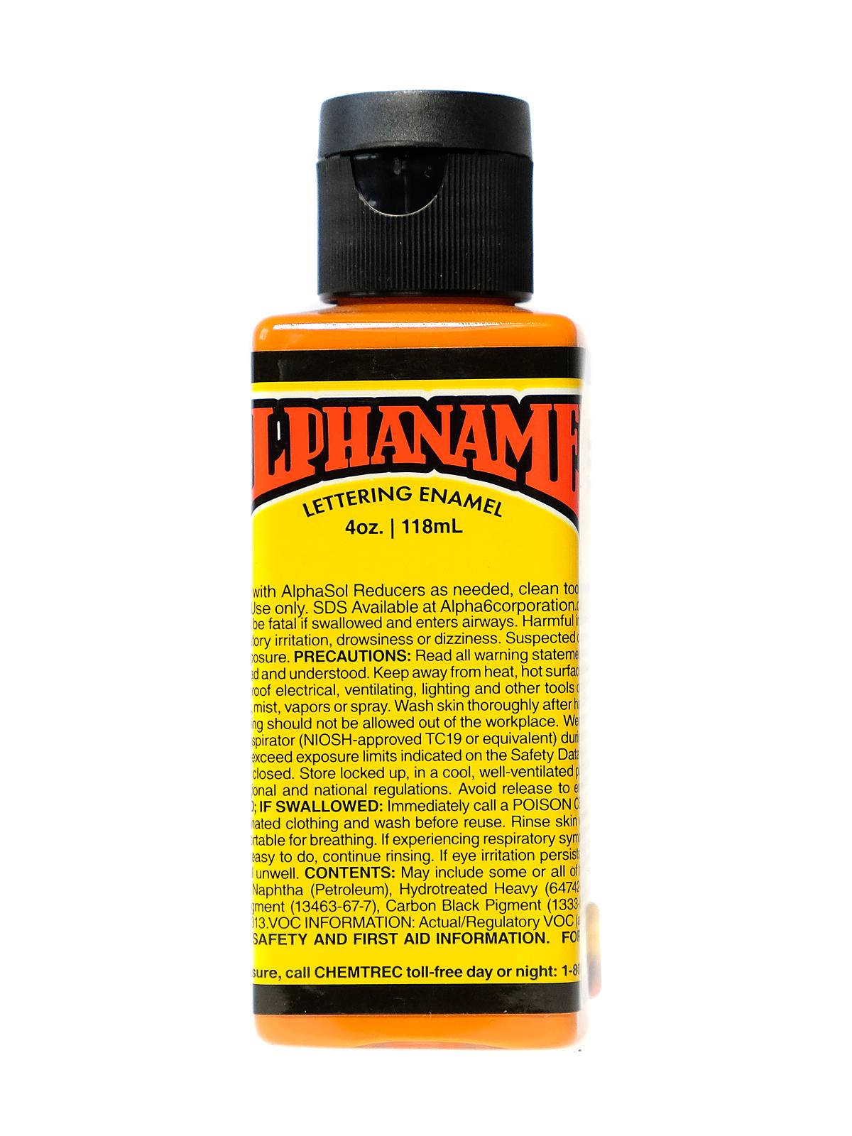 Alphanamel Lettering Enamel Alpha Orange 4 Oz.