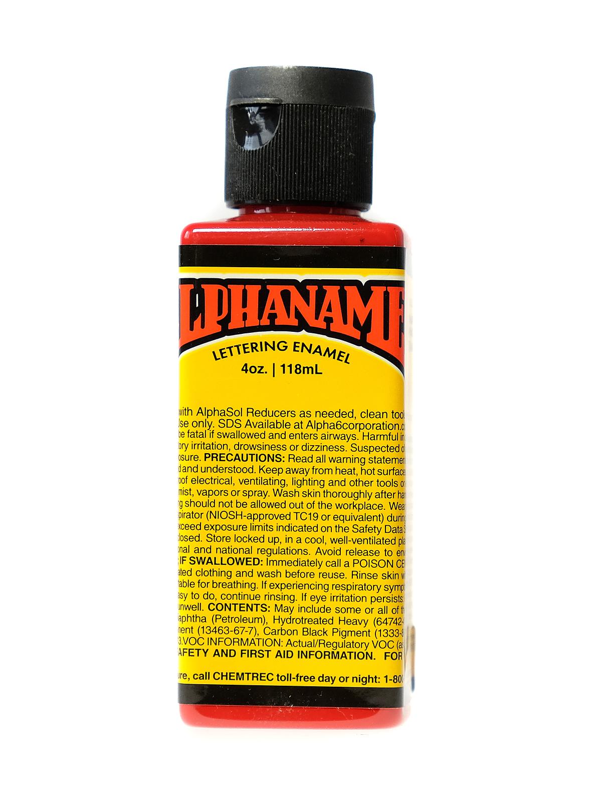 Alphanamel Lettering Enamel alpha red 4 oz.