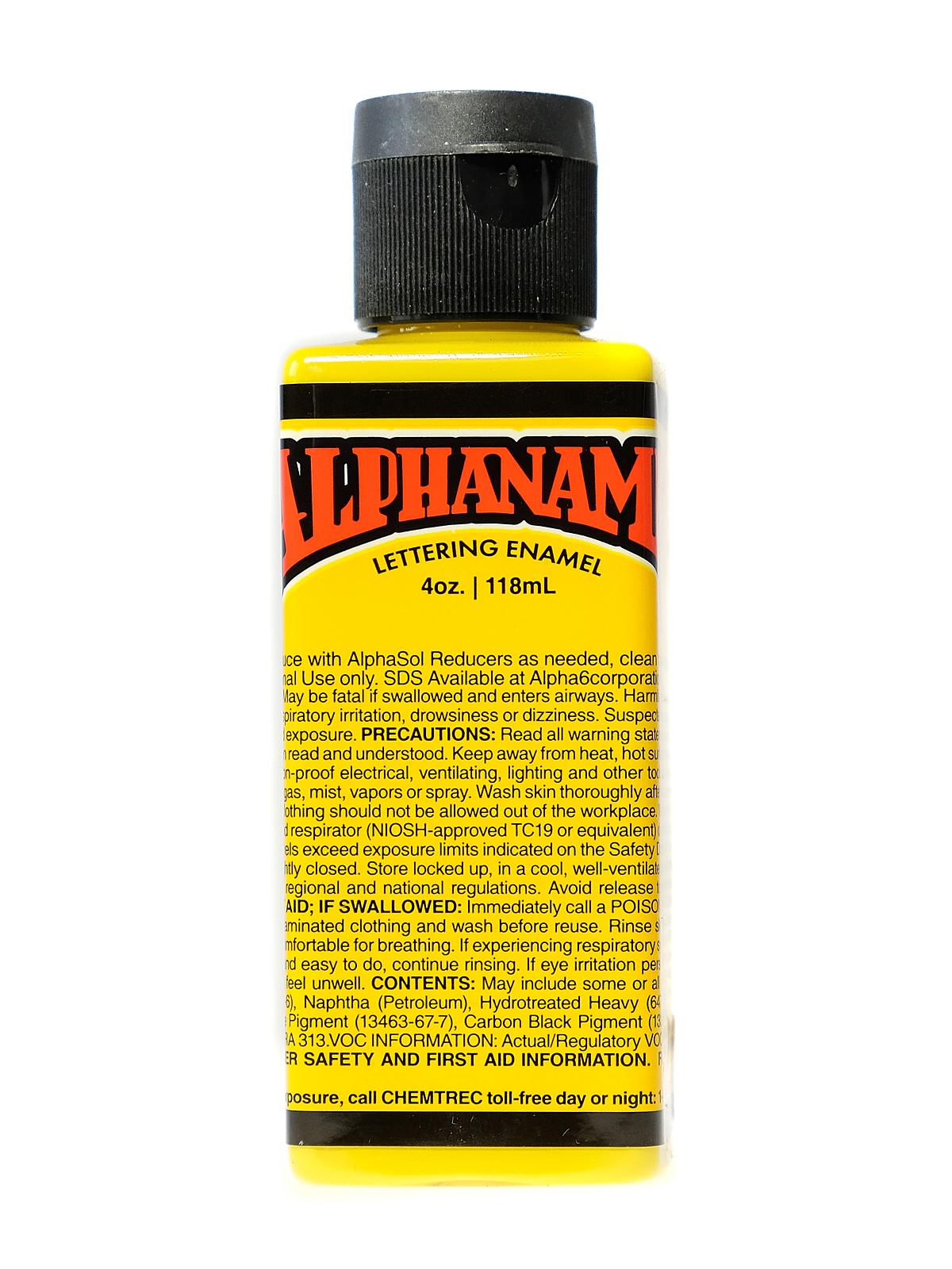 Alphanamel Lettering Enamel Alpha Yellow 4 Oz.