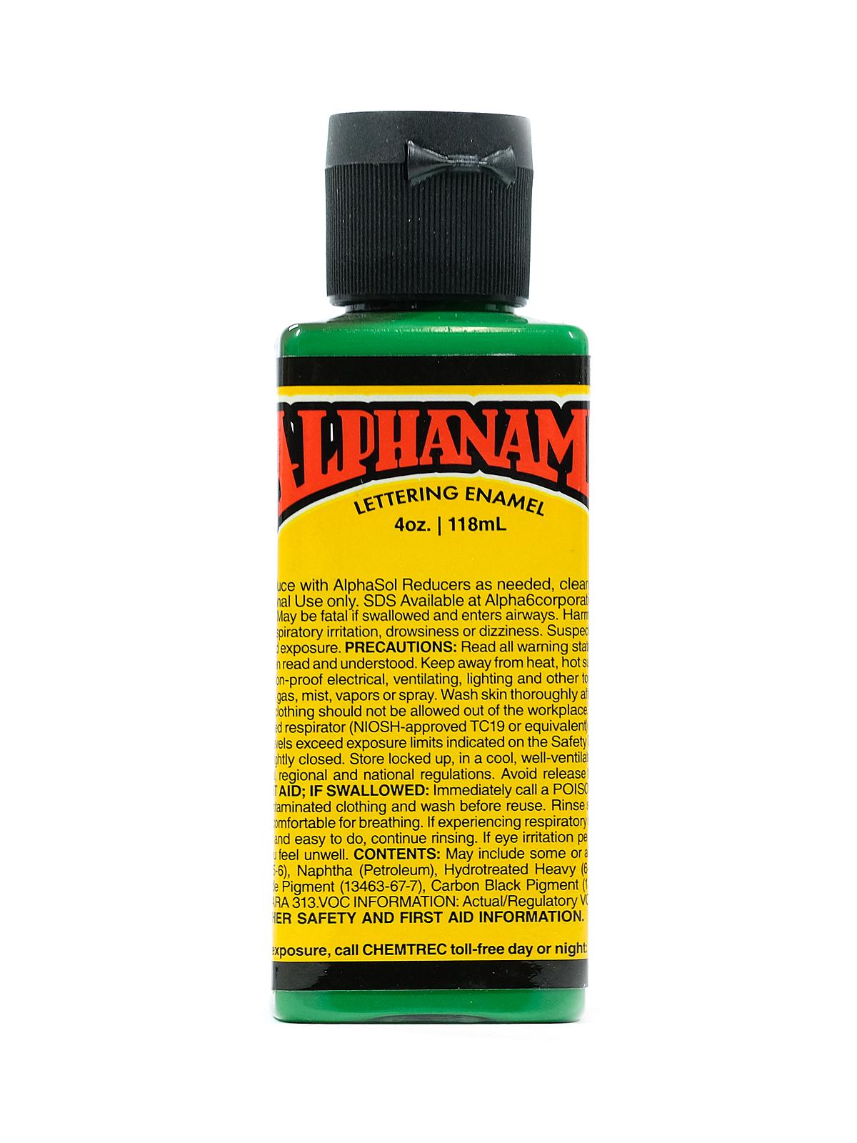 Alphanamel Lettering Enamel Alpha Green 4 Oz.