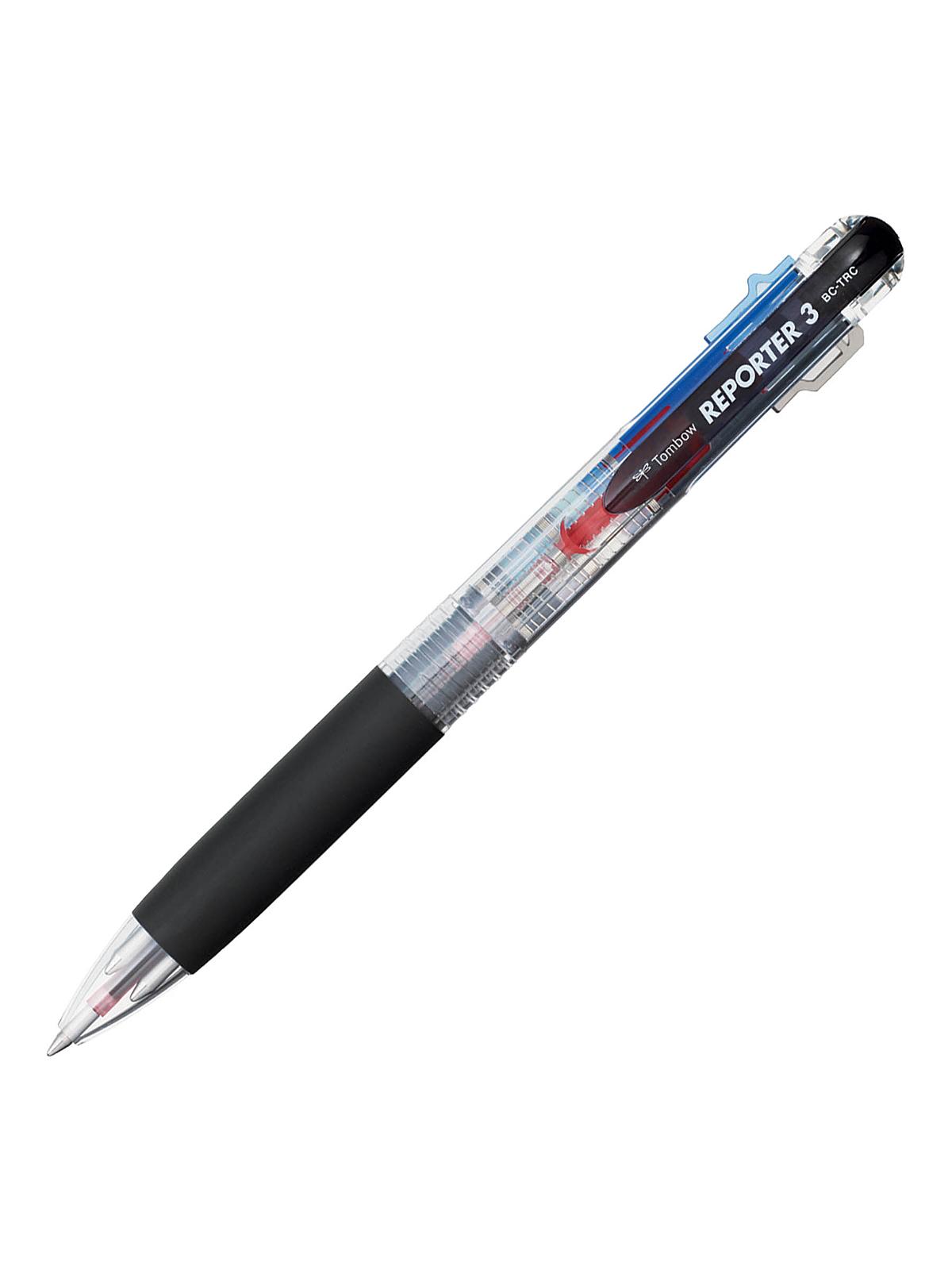 Reporter 3-Color Retractable Ballpoint Pen clear each