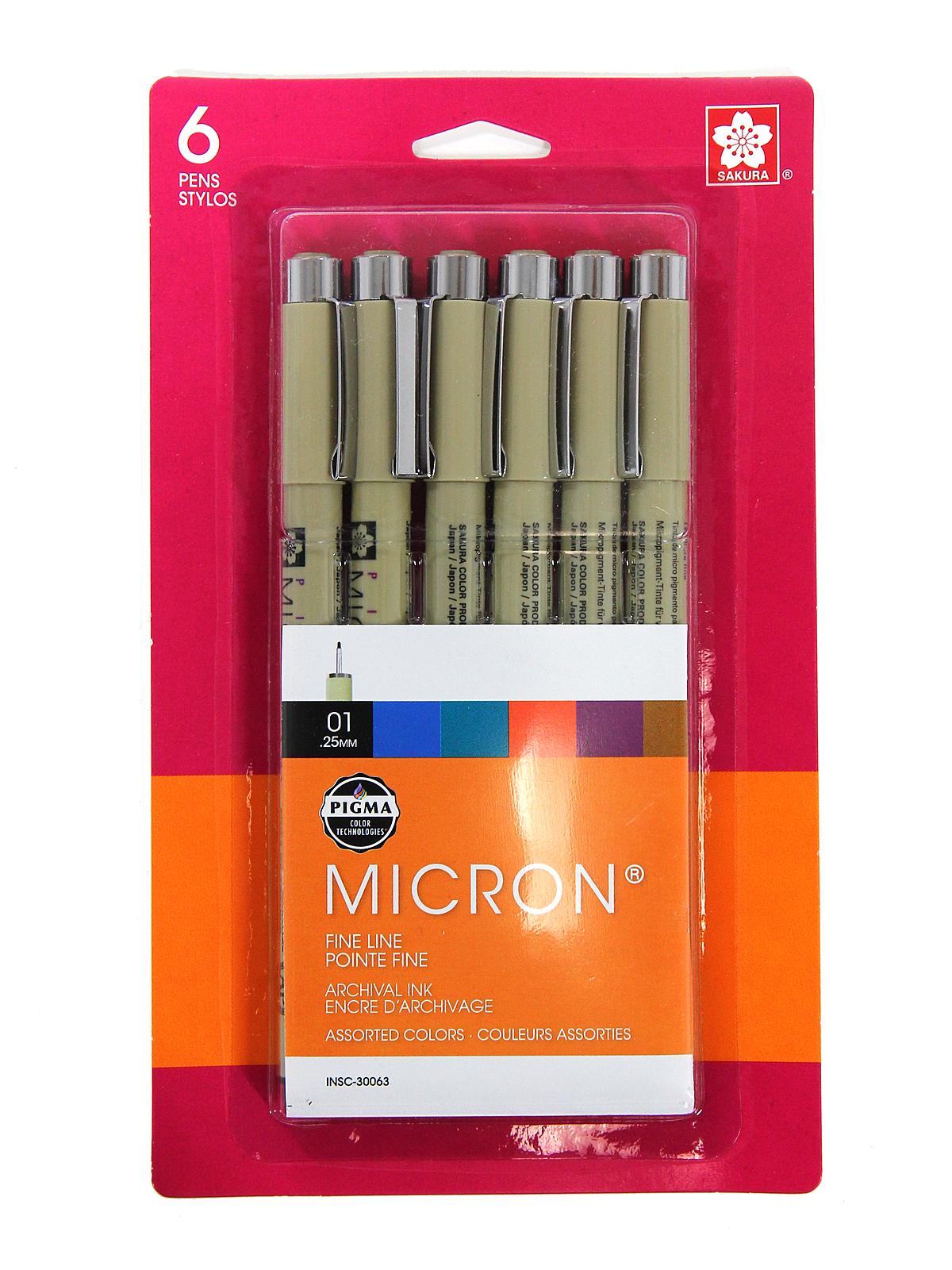 Pigma Pen Sets Micron Colors Set Of 6