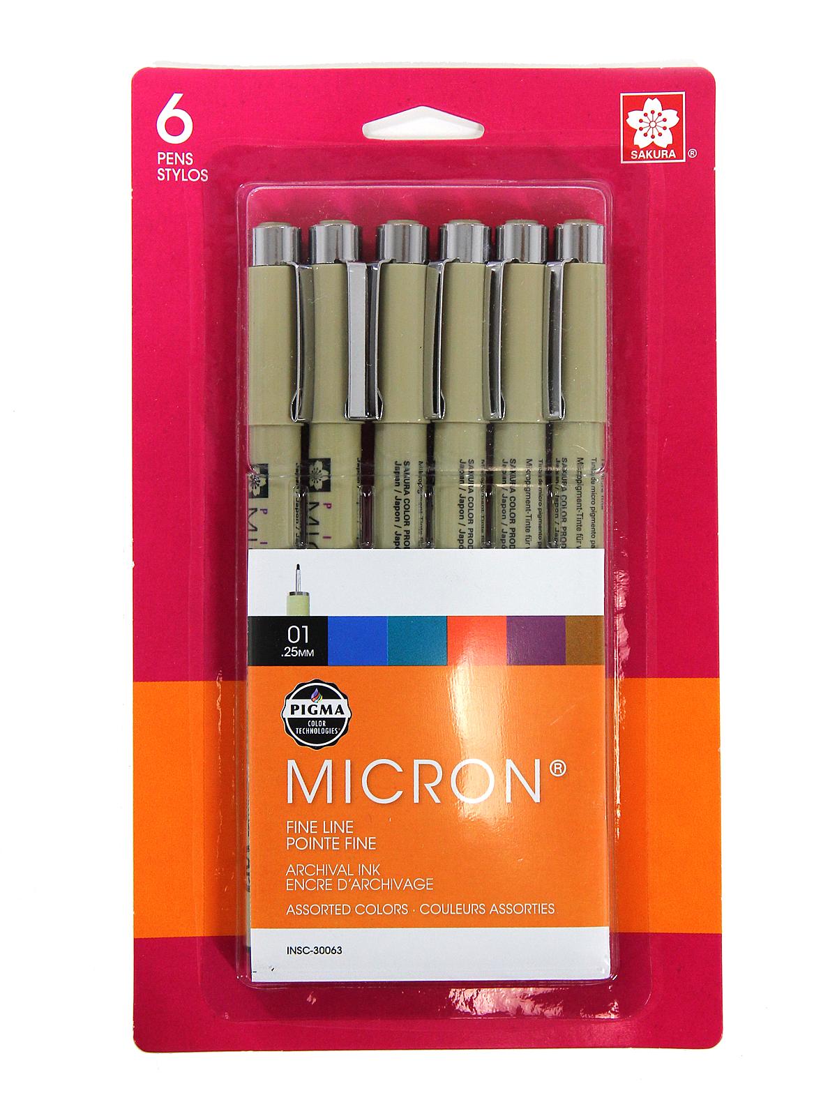 Pigma Pen Sets micron colors set of 6