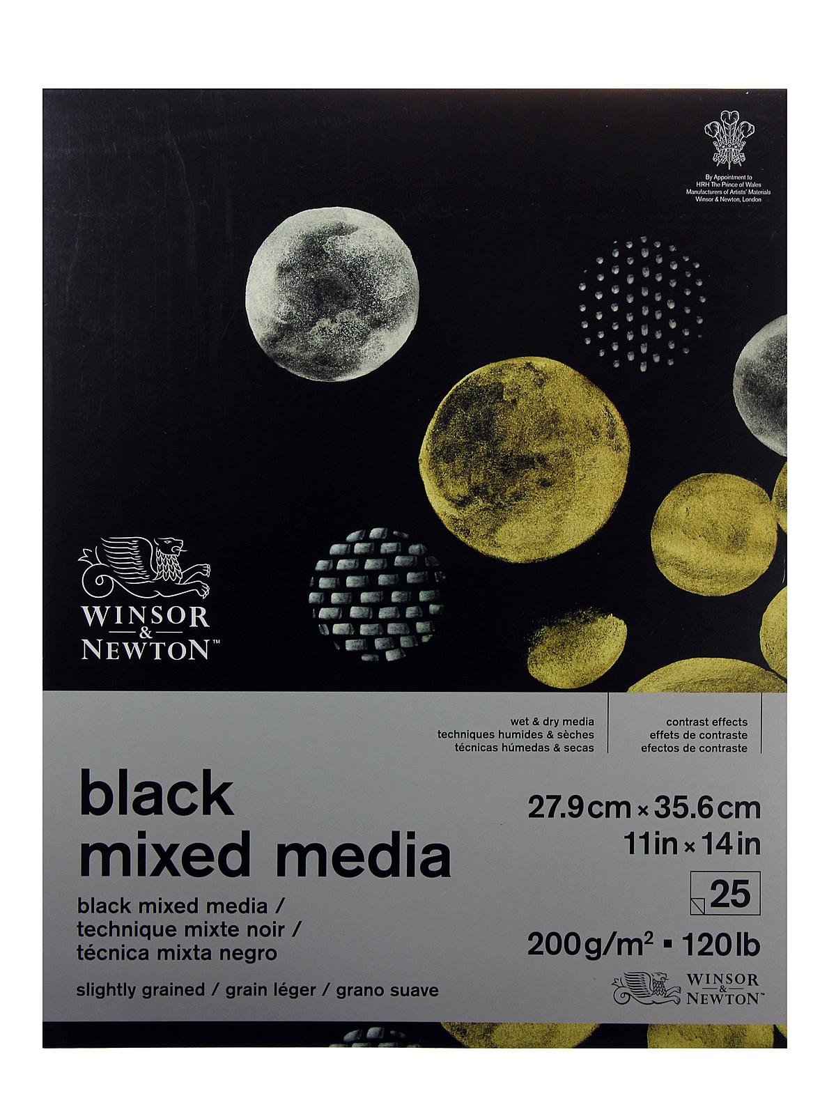 Mixed Media Black Pads gummed 11 in. x 14 in. 25 sheets