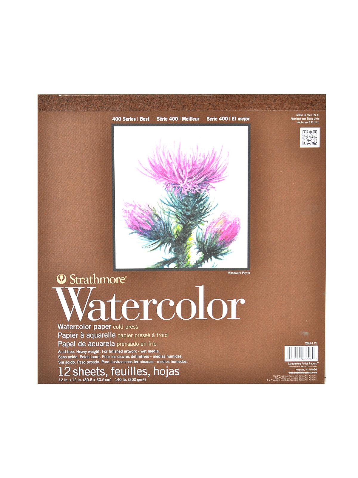 400 Series Watercolor Pad 12 in. x 12 in. tape bound pad of 12