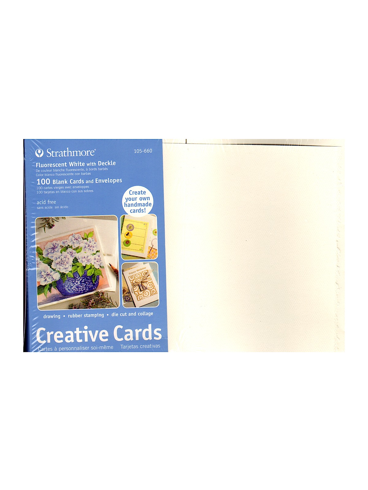 Blank Greeting Cards with Envelopes fluorescent white with same deckle pack of 100
