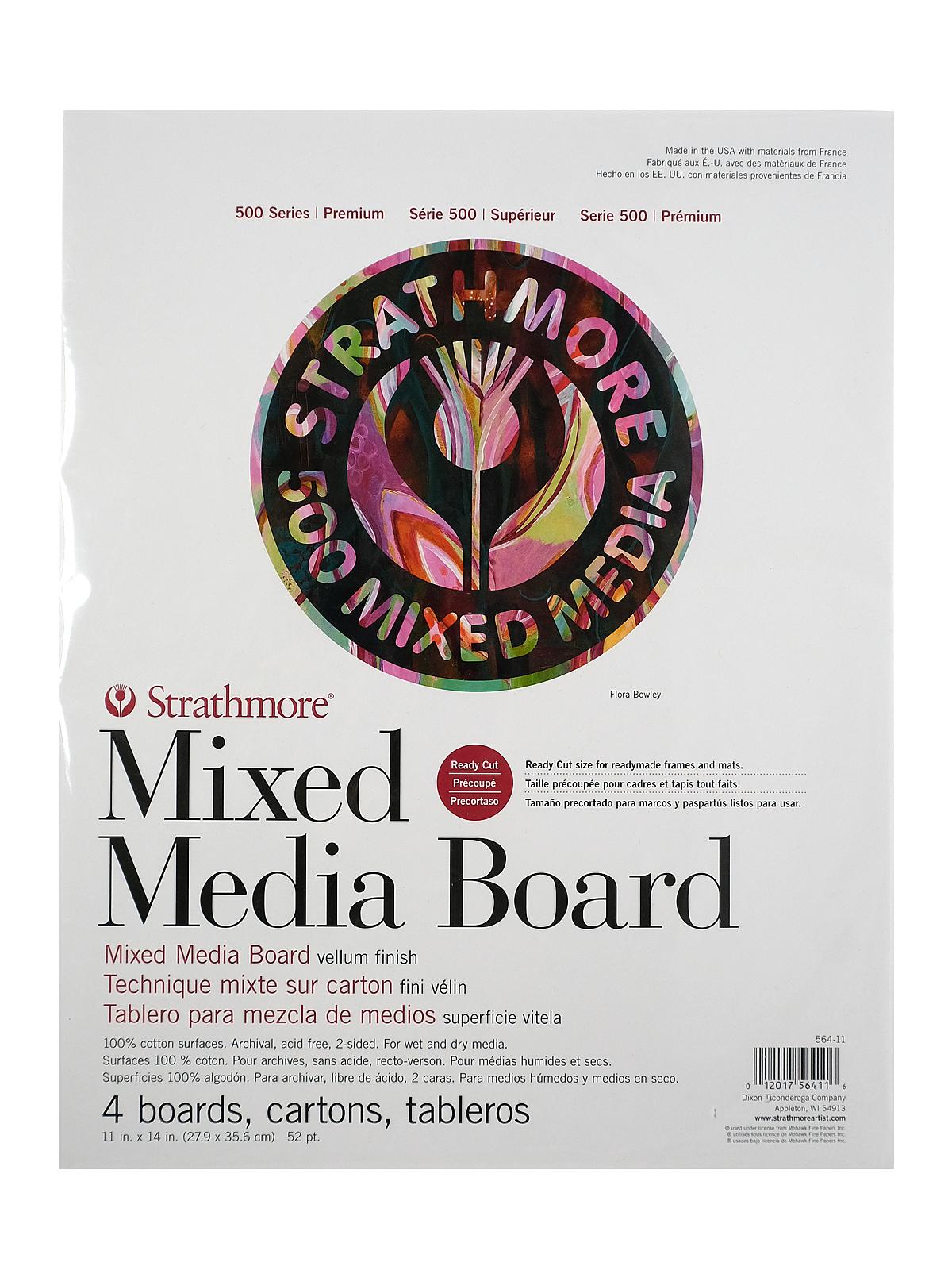500 Series Mixed Media Boards 11 in. x 14 in. vellum pack of 4