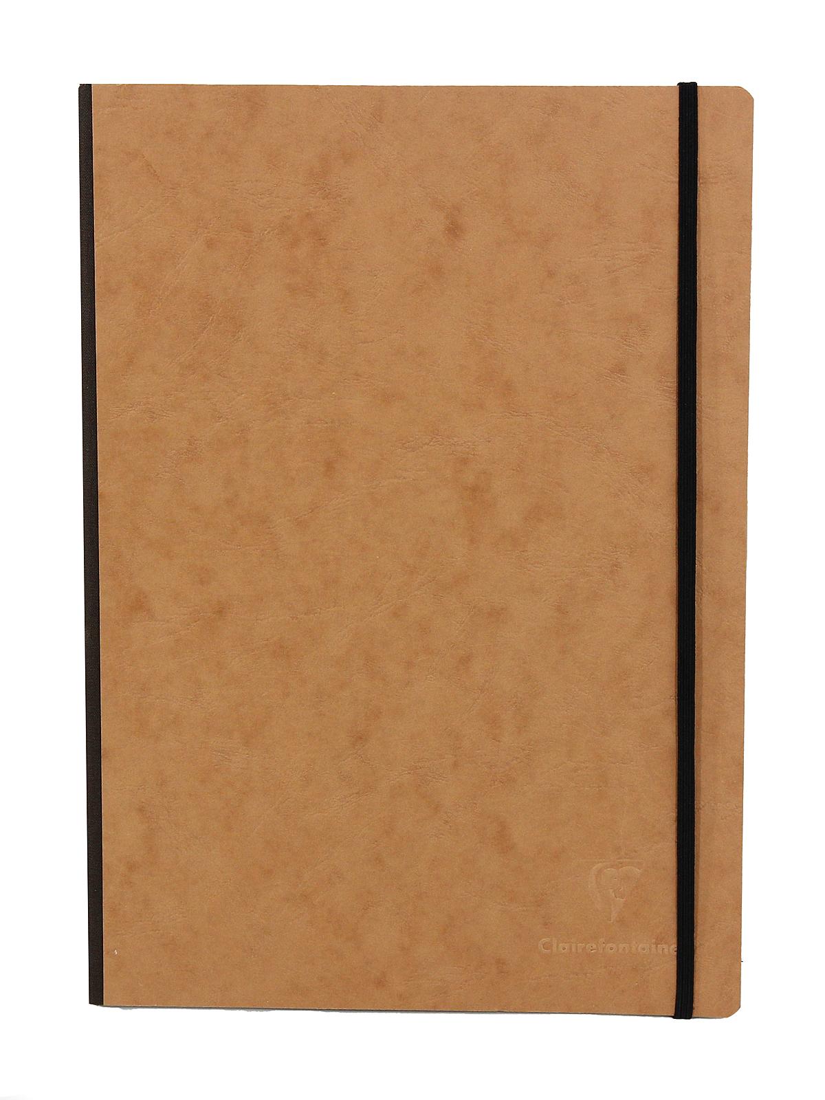 Cloth-bound Notebooks 8 1 4 in. x 11 3 4 in. ruled, tan cover, elastic closure 96 sheets