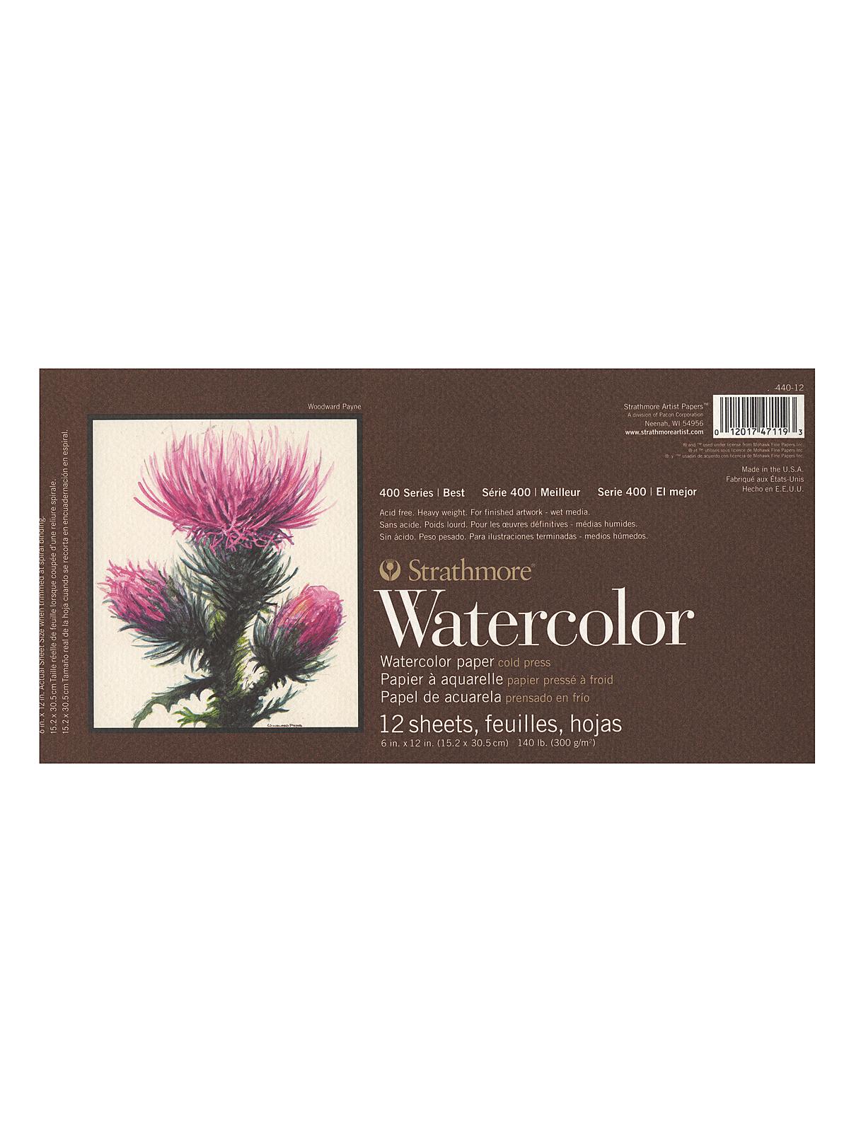 400 Series Watercolor Pad 6 in. x 12 in. pad of 12