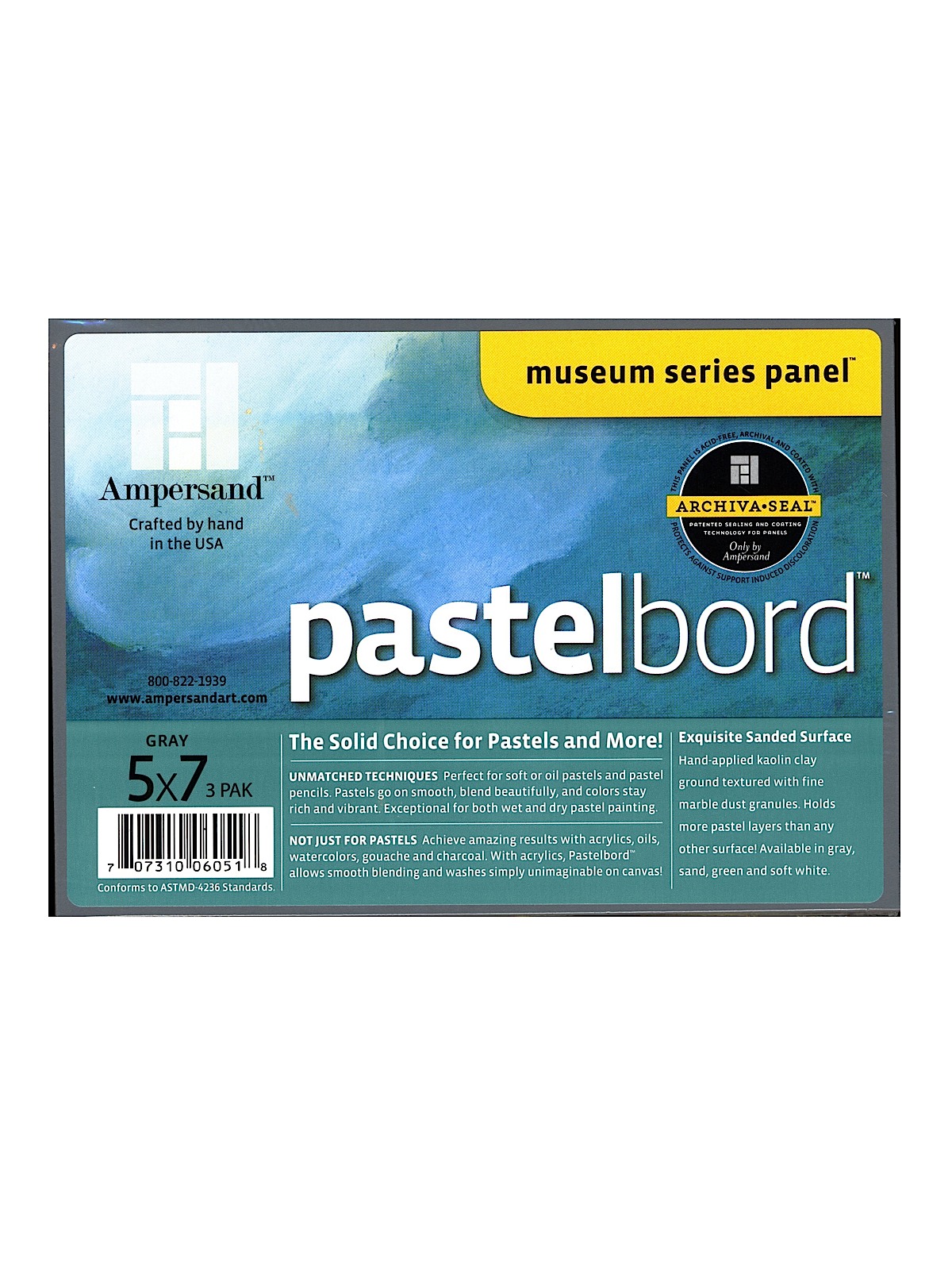 Pastelbord 5 in. x 7 in. gray pack of 3