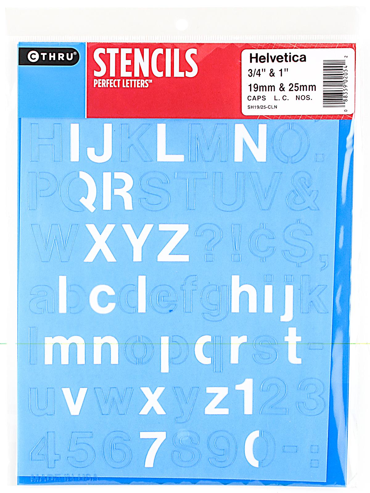 Lettering Stencil Guides Capitals, Lowercase, And Numbers Helvetica 3 4 In. & 1 In.