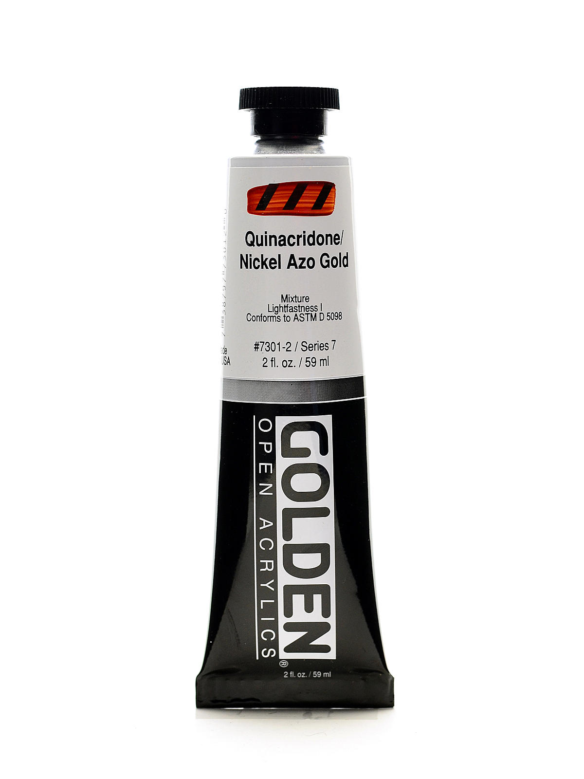 OPEN Acrylic Colors quinacridone nickel azo gold 2 oz. tube