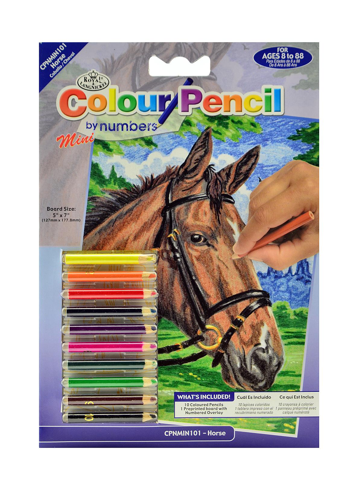 Mini Color Pencil By Number Kits Horse