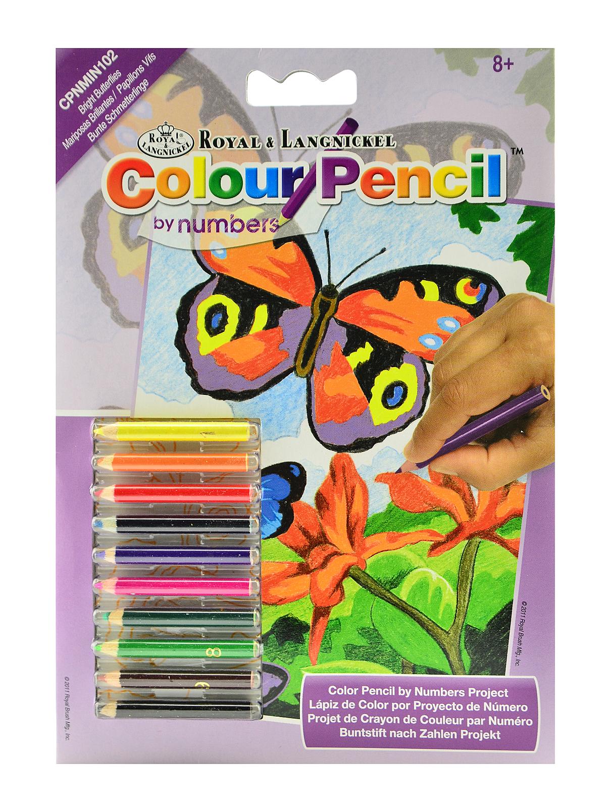 Mini Color Pencil By Number Kits Bright Butterflies