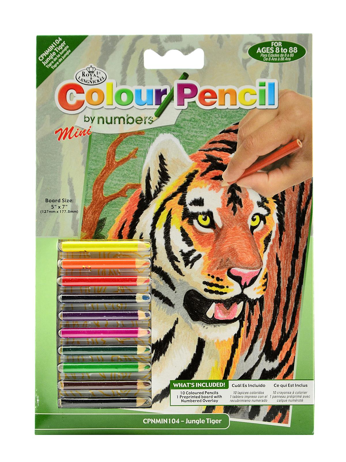 Mini Color Pencil By Number Kits Jungle Tiger