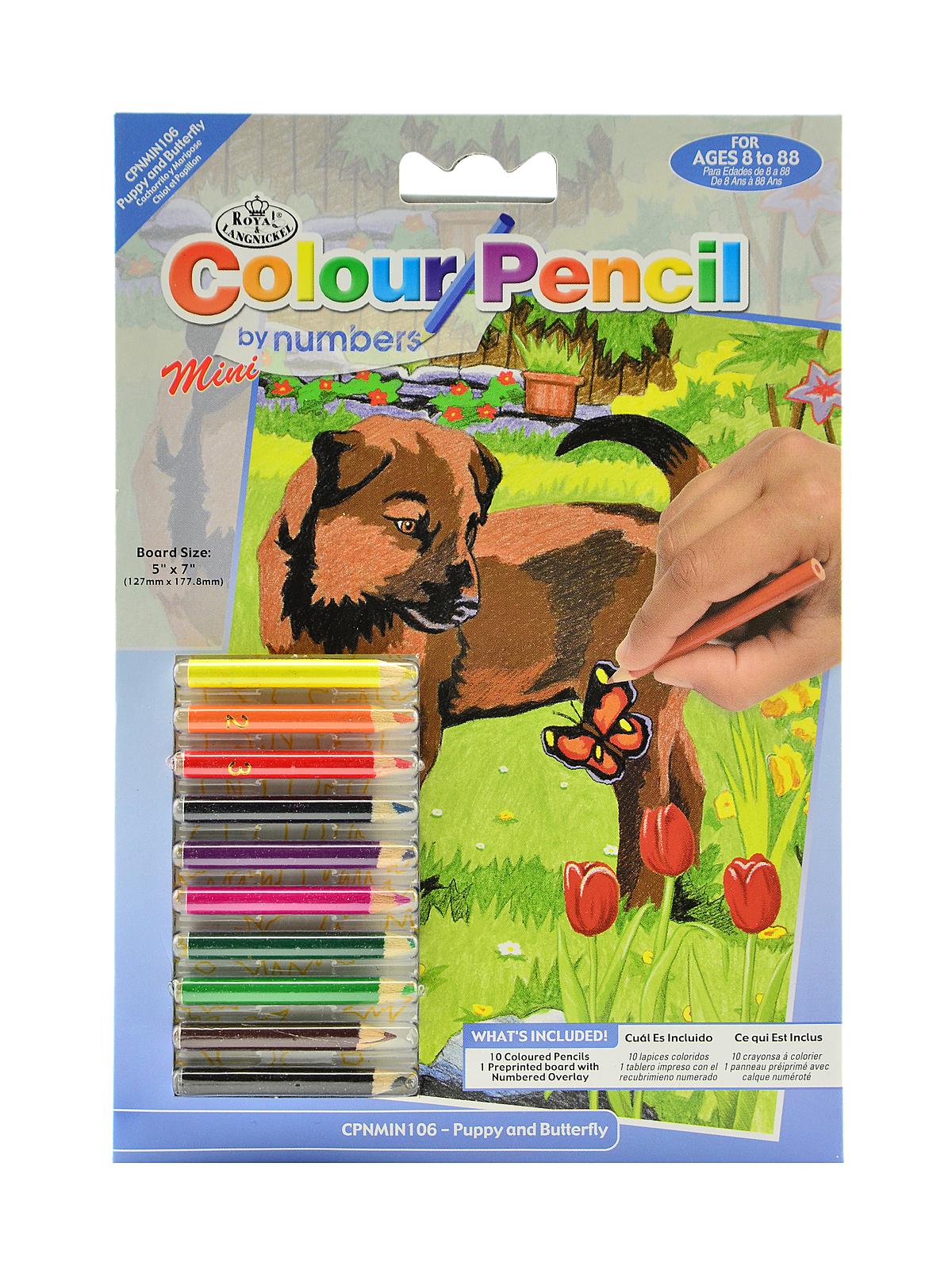 Mini Color Pencil By Number Kits Puppy & Butterfly