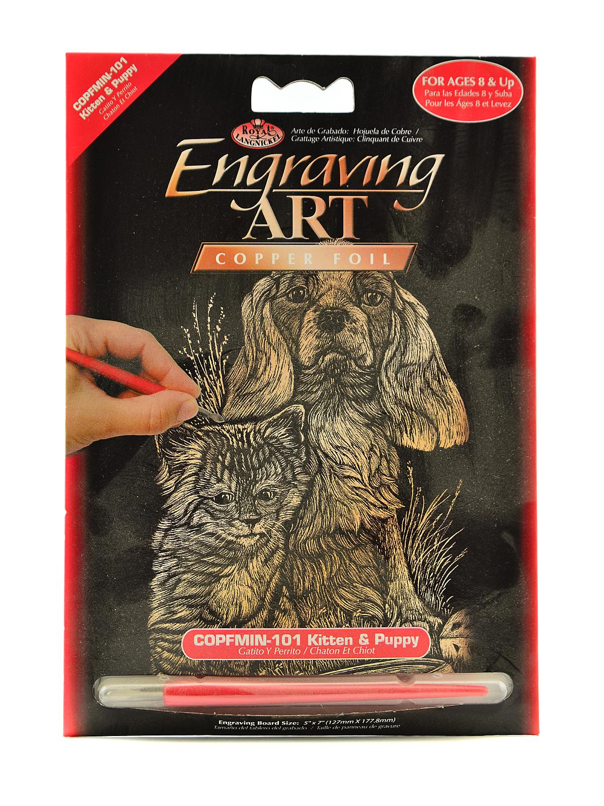 Mini Engraving Art Kits Kitten & Puppy copper