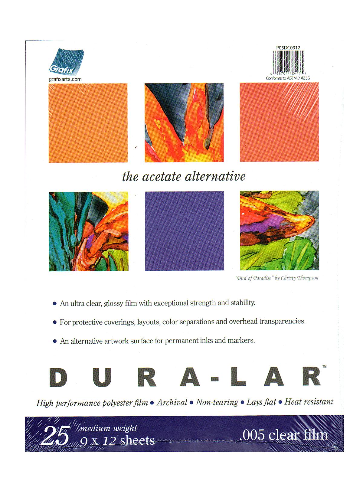 Dura-Lar Acetate Alternative Pads clear 9 in. x 12 in. 0.005
