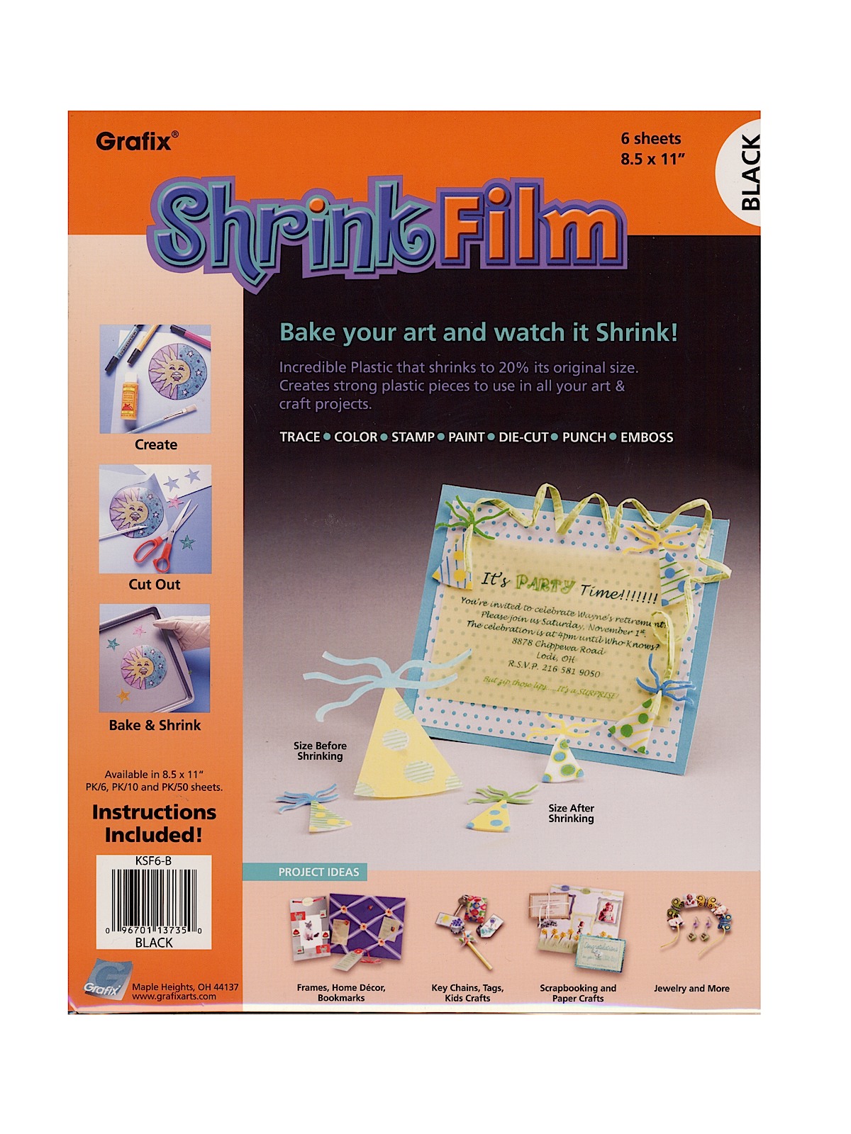 Shrink Film black 8 1 2 in. x 11 in. pack of 6