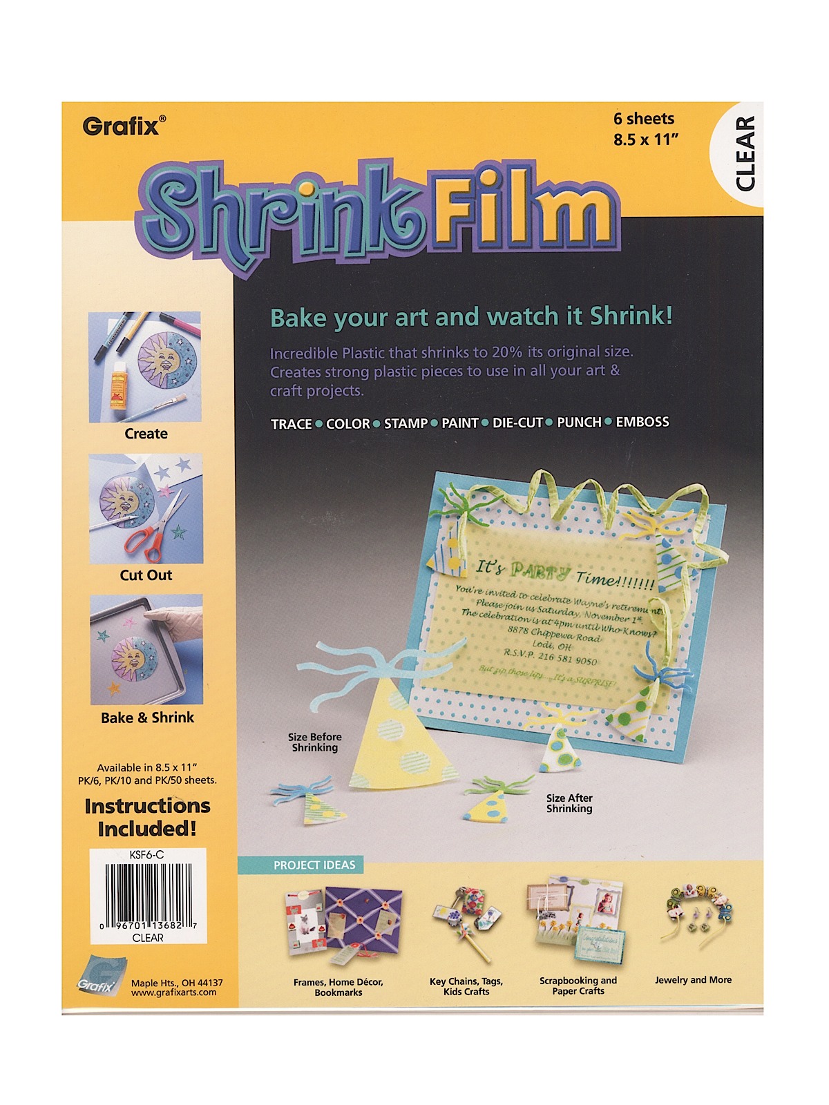 Shrink Film clear 8 1 2 in. x 11 in. pack of 6