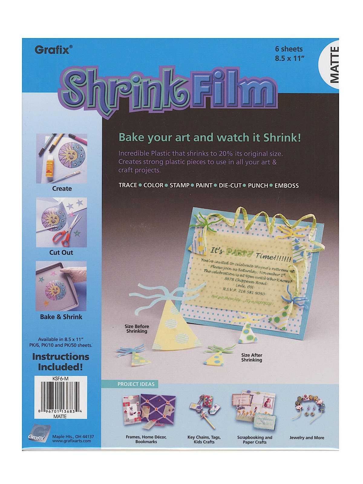 Shrink Film matte 8 1 2 in. x 11 in. pack of 6