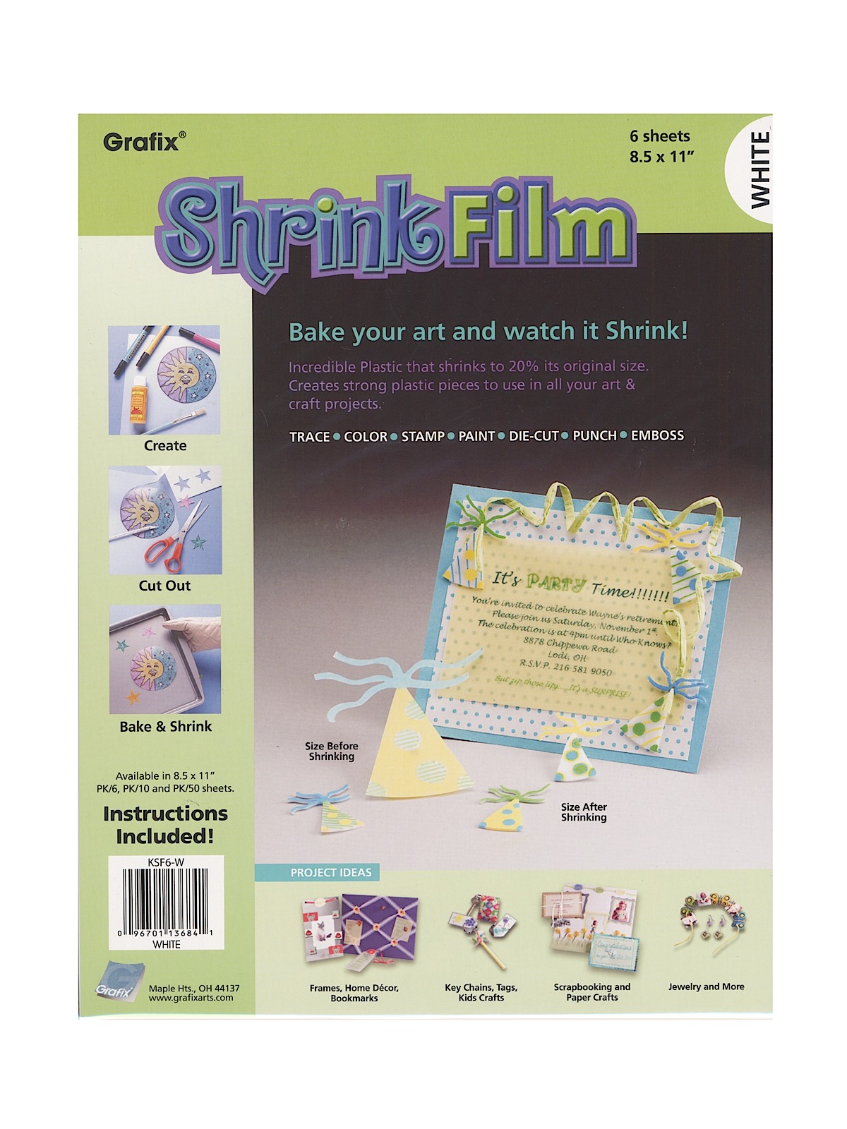 Shrink Film white 8 1 2 in. x 11 in. pack of 6