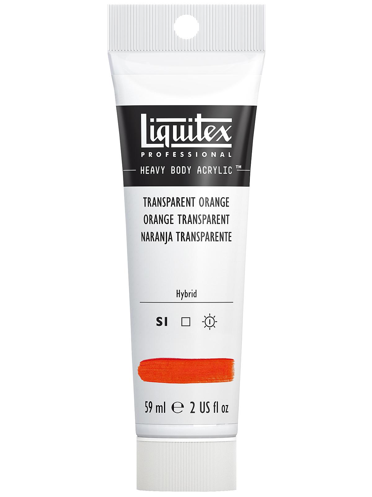 Heavy Body Professional Artist Acrylic Colors transparent orange 2 oz.