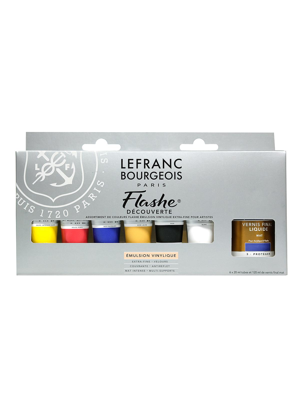 Flashe Vinyl Paint Set 6 colors + varnish
