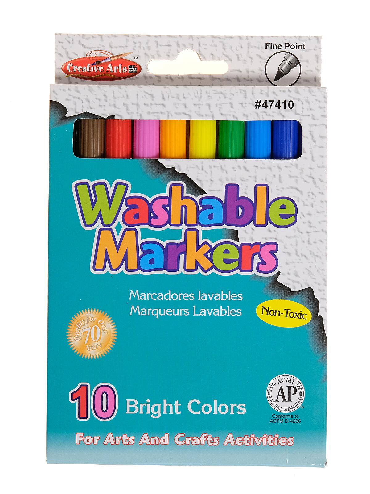 Washable Markers fine assorted pack of 10