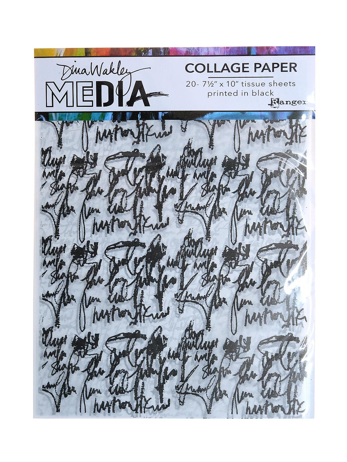 Dina Wakley Media Collage Papers just words 7 1 2 in. x 10 in. pack of 20