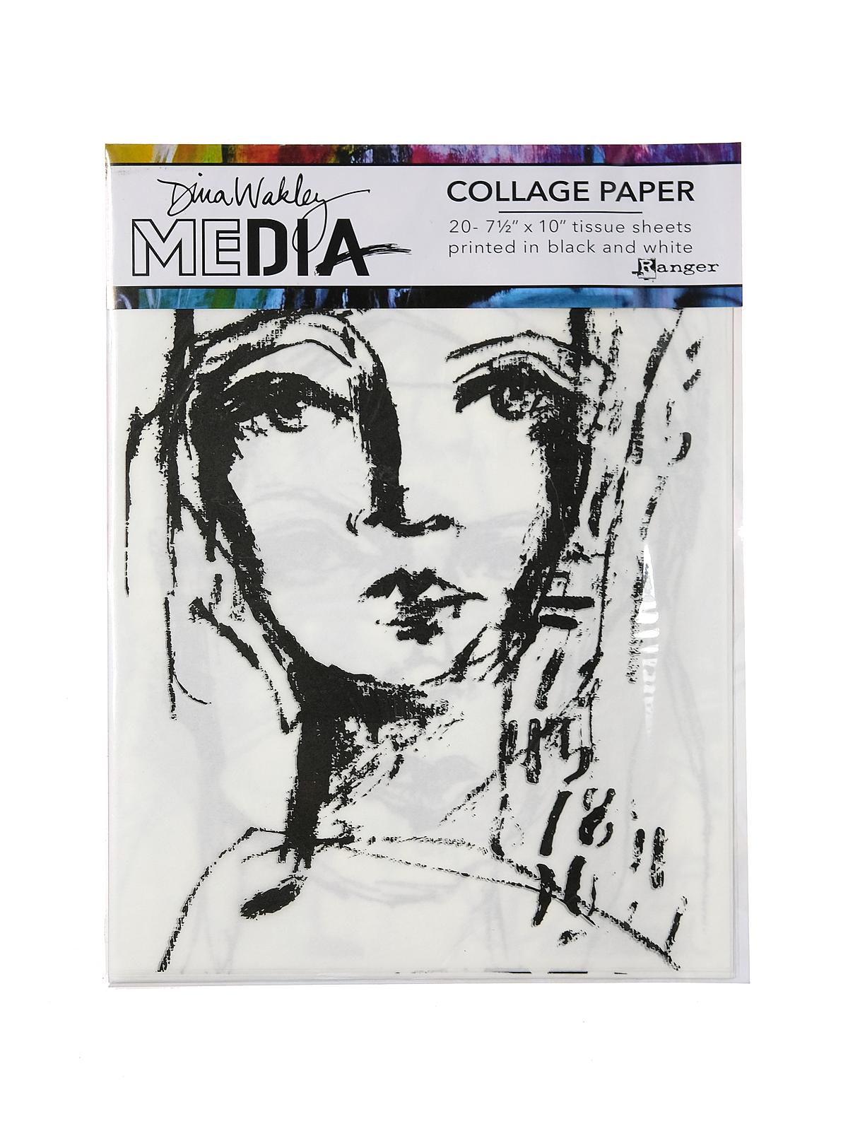 Dina Wakley Media Collage Papers faces 7 1 2 in. x 10 in. pack of 20