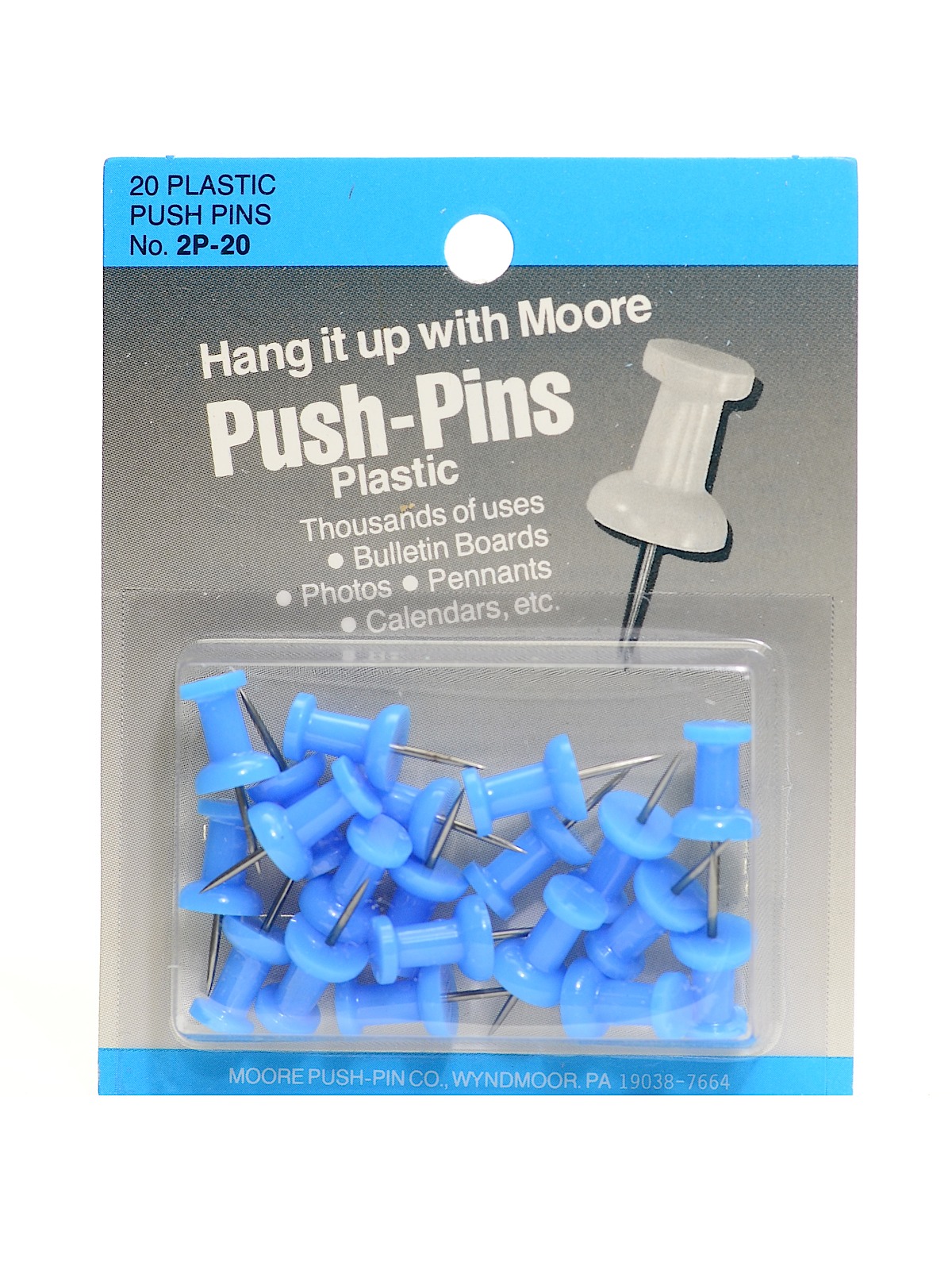 Push Pins Blue Plastic Pack Of 20