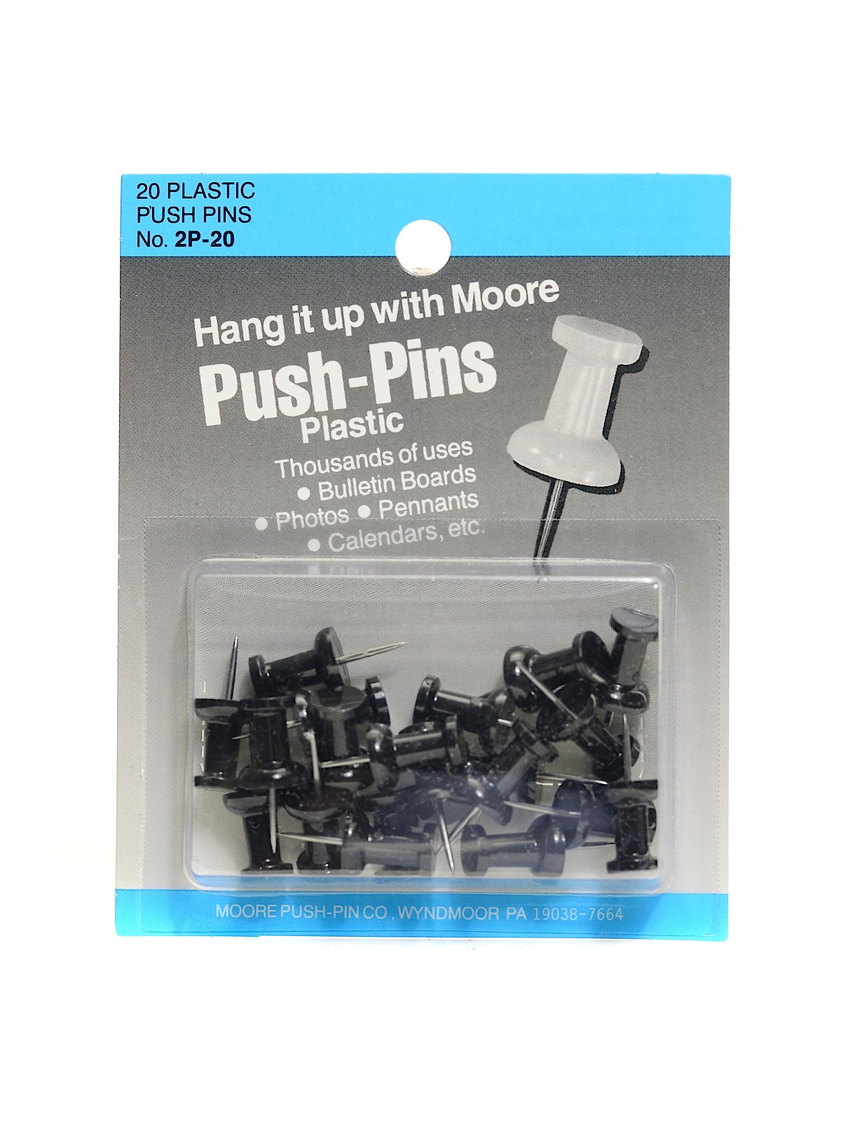 Push Pins Black Plastic Pack Of 20