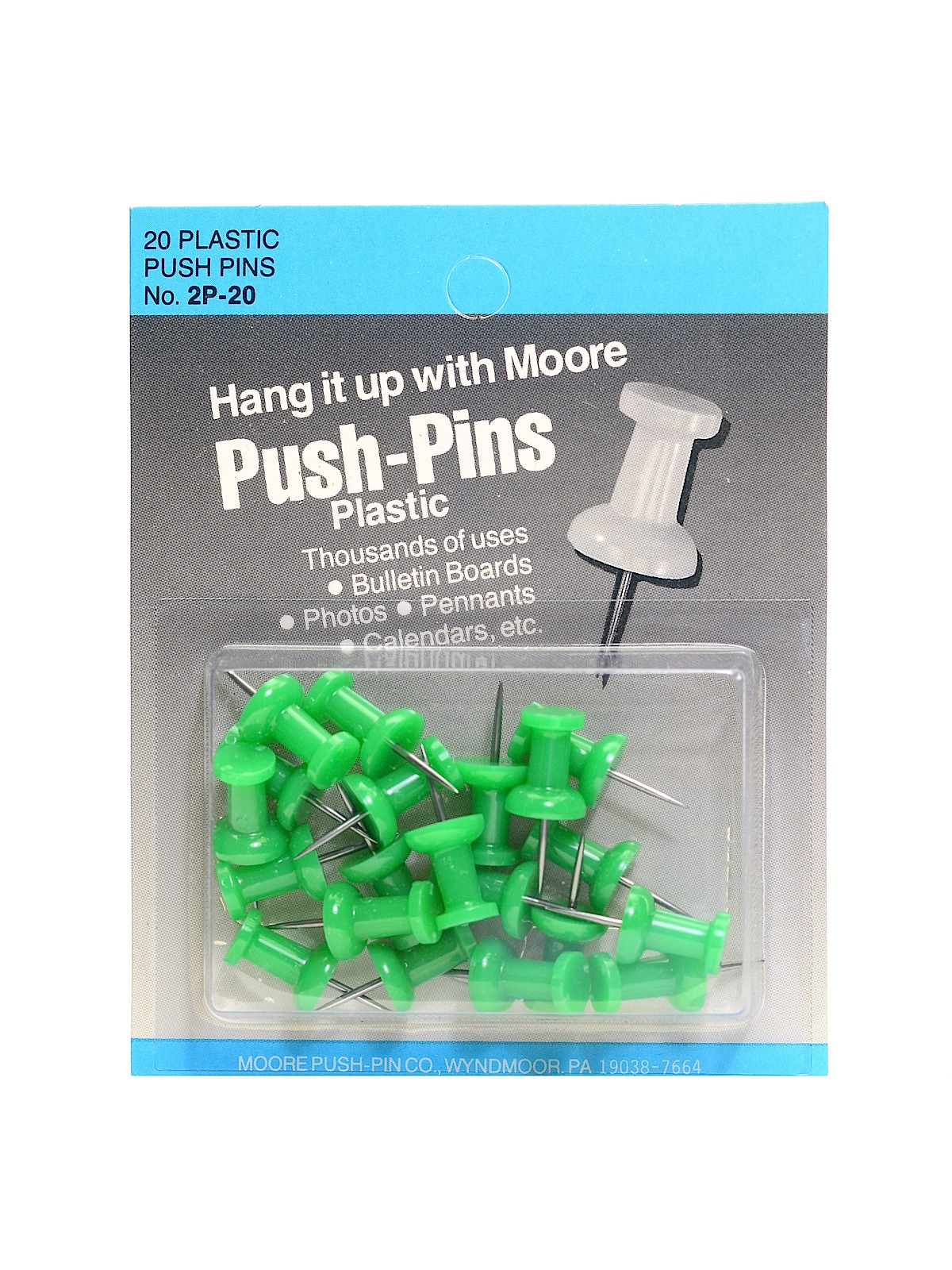 Push Pins Green Plastic Pack Of 20