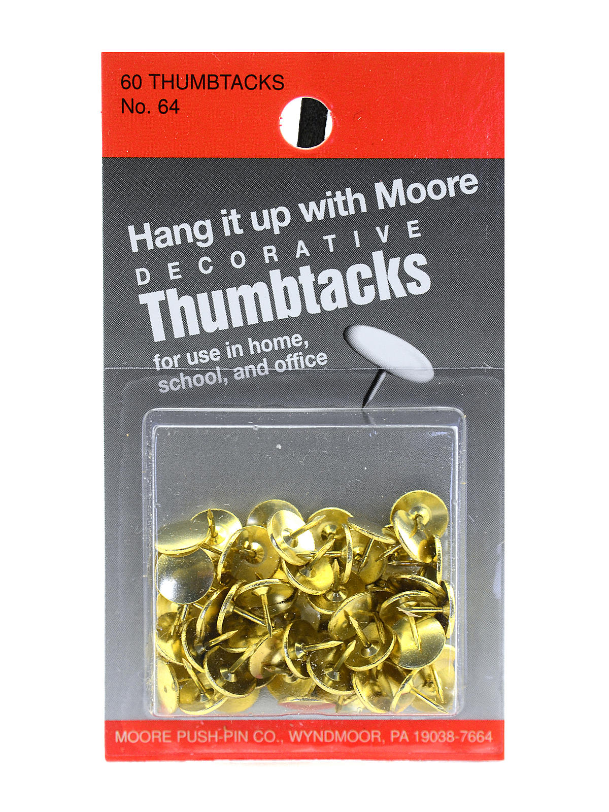 Economy Decorative Thumb Tacks Brass Pack Of 60