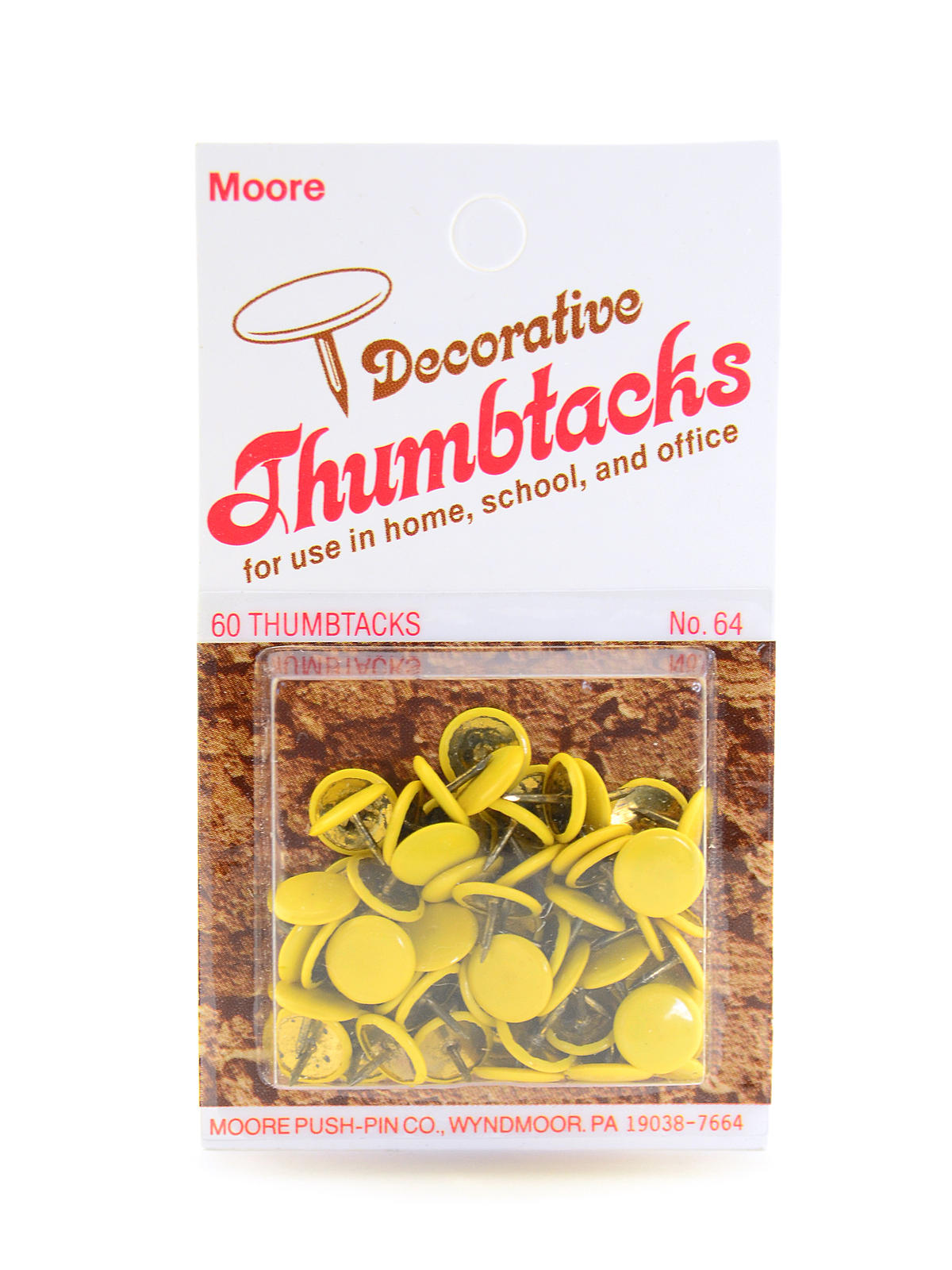Economy Decorative Thumb Tacks Yellow Pack Of 60