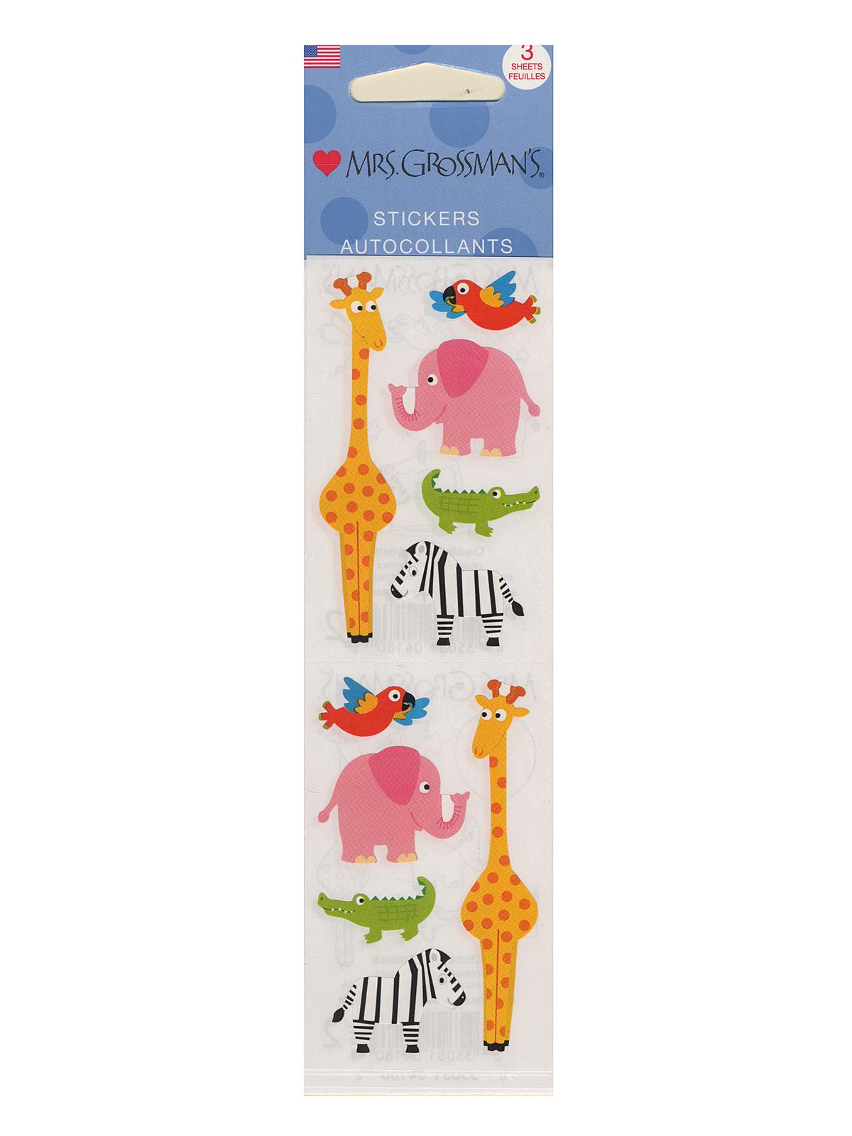 Regular Sticker Packs Standard Chubby Zoo Animals 3 Sheets